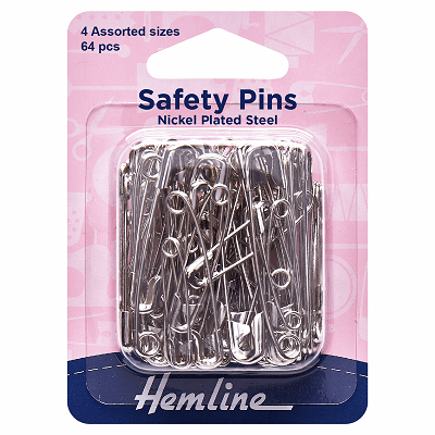 H410.99.64 Safety Pins: Assorted Sizes: Nickel: 64 Pieces ..